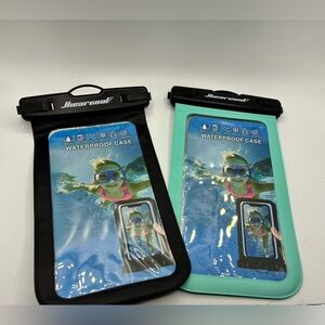 (2) Waterproof Phone Cases - Blue & Black